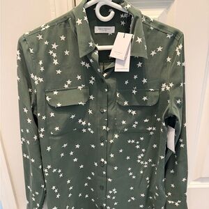 Equipment Green Star Print Blouse